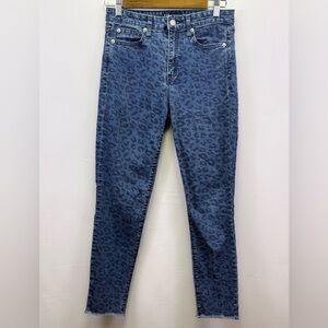 GAP Women's High Rise Blue Leopard Print Legging Skinny Jeans Size 4/27